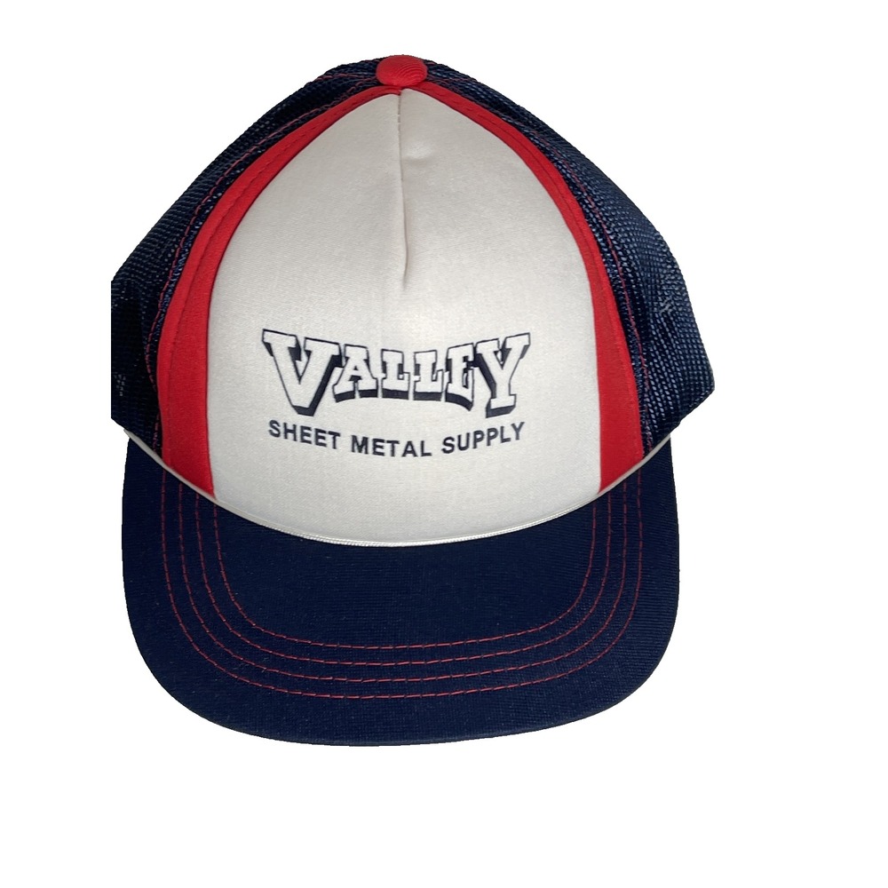 Vintage Valley Sheet Metal Supply Trucker Hat Navy Red White Snapback Korea
